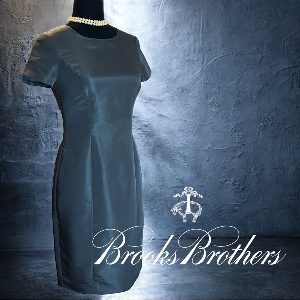 BROOKS BROTHERS Stunning Petite Black Taffeta Sheath Dress | Size 0P - Picture 2 of 10